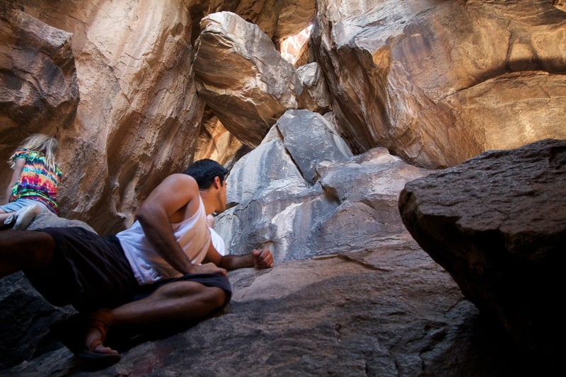 Behind the walls: the caves of Hueco Tanks.