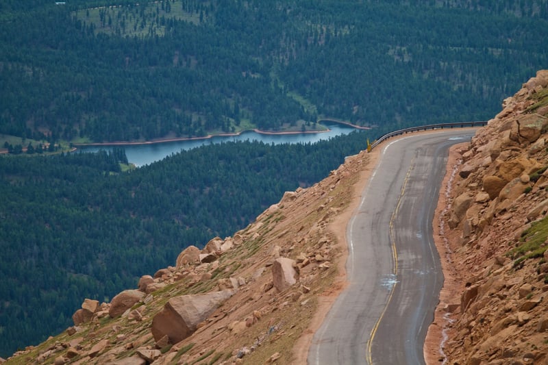 The environment becomes increasingly green upon descending the auto road from Pikes Peak.